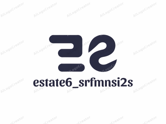 The logo consists of a modern and abstract design with a minimalist aesthetic. The image features two primary elements: a stylized "E" on the left and a stylized "S" on the right, both in a dark navy blue. The
