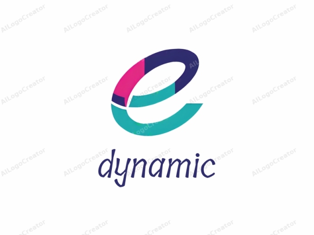 This is a digital logo design featuring a stylized letter "E." The letter is rendered in a sleek, modern font with smooth curves and sharp edges. The letter's body is predominantly teal green, with the top portion being magenta, and