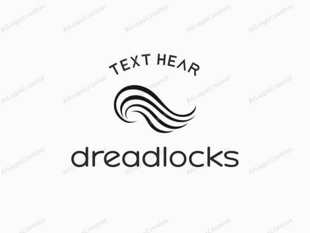 The image is a minimalist logo featuring a stylized, wavy line motif. It consists of a single continuous, black, curved line that twists and curls in a flowing, organic manner. The line begins at the top left of the image,