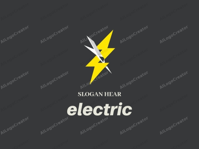 This image features a stylized lightning bolt logo against a solid dark grey background. The lightning bolt is drawn in a bold, geometric style with sharp, pointed edges and clean lines. It consists of four intersecting triangles: one large, bright yellow