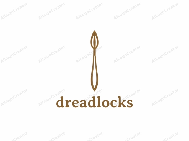 This is a minimalist, abstract logo consisting of two interlocking, organic shapes in a golden-brown color. The design features a central, elongated shape resembling a stylized leaf with a pointed tip at the top. This leaf shape is fl