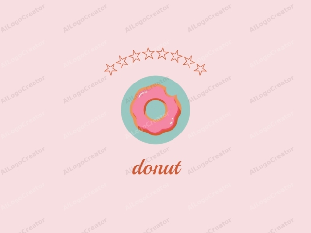 a donut. This is a simple, digital illustration featuring a circular donut with a light pink glaze and a thin, darker pink ring at its top. The donut has a hole at its center, indicated by a small white circle