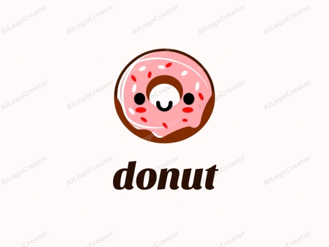 The image is a stylized drawing of a simple, cute donut. The donut is depicted as a single, circular object with a flat bottom and a slightly rounded top. It has a dark brown outer ring, indicating the dough, with