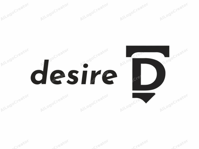 Ein stilisiertes Buchstabe "D" mit einer einzigartigen Form. Das Bild zeigt ein minimalistisches, schwarz-weißes Design. Das "D" ist prominent dargestellt und nimmt die Mitte des Bildes ein, wobei es in einer fetten, großgeschriebenen serifenlosen Schriftart gerendert ist.