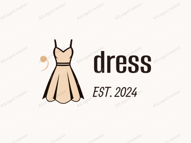 This is a minimalist digital illustration of a dress. The dress is depicted against a plain white background, with a clean, modern design. It features a classic silhouette with a sweetheart neckline and thin straps. The bodice is beige with a subtle she