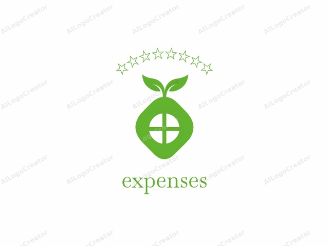 The image is a minimalist graphic logo consisting of a stylized, square-shaped, green plant. The plant has a smooth, rounded edge, with a light green color. At the top of the square, two elongated, symmetrical leaves are