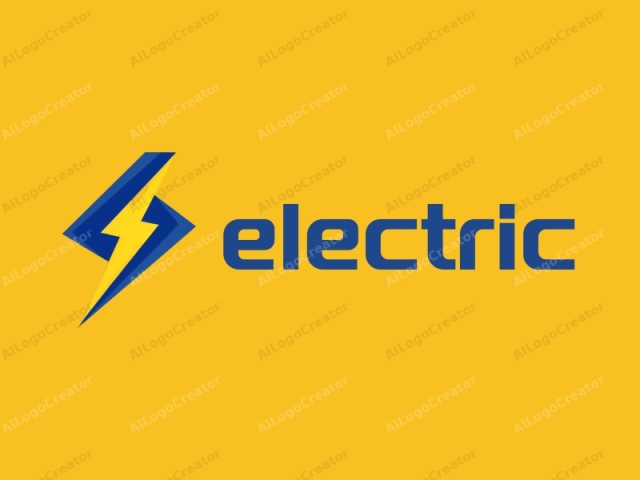 a lightning bolt. The image features a stylized lightning bolt graphic centered on a bright, smooth yellow background. The lightning bolt is rendered in bold, clean lines and is composed of three primary colors: bright yellow, deep blue, and a lighter