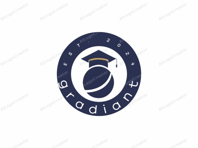 in digital media. This is a clean, minimalist digital illustration featuring a stylized graduation cap. The cap, rendered in a rich, deep blue color, has a smooth, glossy texture with a slight metallic sheen. It sits centrally on a large