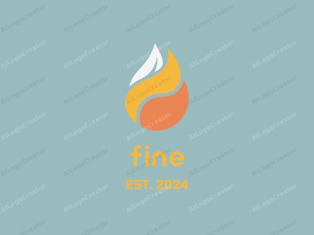 This is a stylized logo image featuring a simplistic, modern flame design set against a muted teal background. The flame is composed of three distinct color segments: a bright yellow tip, a vibrant orange middle, and a soft white base, which resembles