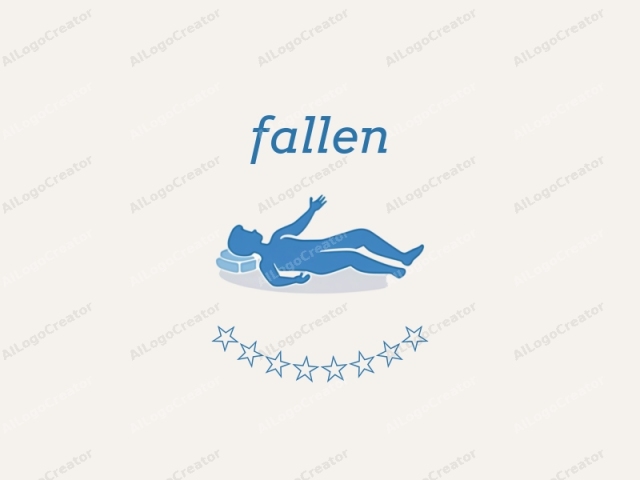 The image is a simple, minimalist blue logo featuring a stylized human figure lying on its back with both arms extended outward in a relaxed manner, as if in a state of rest. The figure is depicted in a side view, facing left.