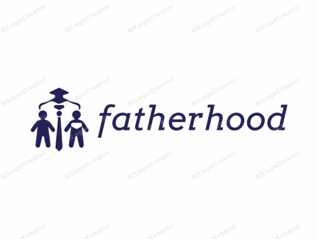 in a minimalistic, digital style. This logo features two simple, stick-figure human characters in profile, rendered in a solid dark blue color on a white background. The character on the left is standing with both arms at their sides and wearing a tie