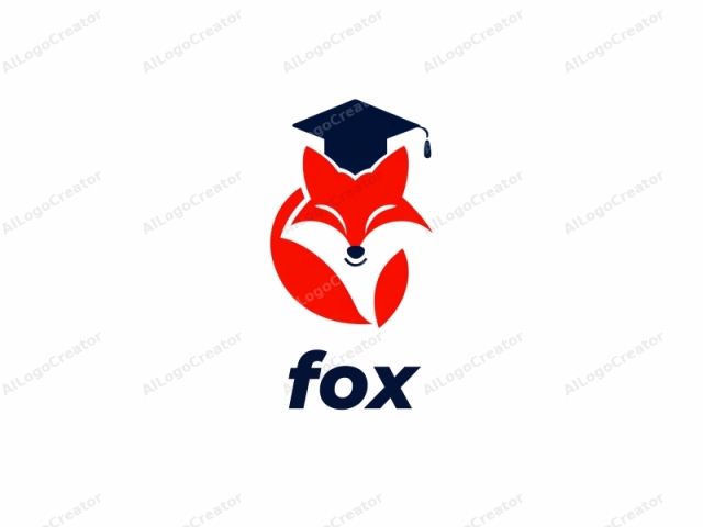 This is a stylized, digital vector logo featuring a fox. The fox is depicted with vivid, bold, red hues and a sleek design, emphasizing simplicity and elegance. Its eyes are closed in a serene, happy expression, with a small white