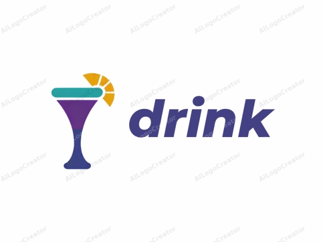 Dies ist eine digitale Vektorillustration eines Cocktailglases mit einem farbenfrohen Design. Das Glas ist in einem vereinfachten, abstrakten Stil ohne komplizierte Details dargestellt. Das Hauptfarbkonzept besteht aus einem lebendigen Blau für den Körper des Glases und einem Petrol für den Rand.