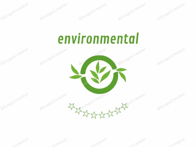 a green circular emblem featuring a stylized leaf pattern. The logo consists of a green circle centered in the middle of a white background. The green circle is divided into two equal halves by a horizontal line. Each half of the circle contains two styl