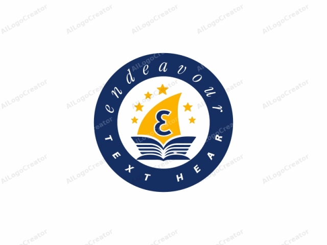 This is a digital logo featuring a simplified, modern design with a clean, minimalist aesthetic. The main elements are a stylized book and a triangular sail. The book, represented by two open pages, is positioned centrally. The pages are divided horizontally