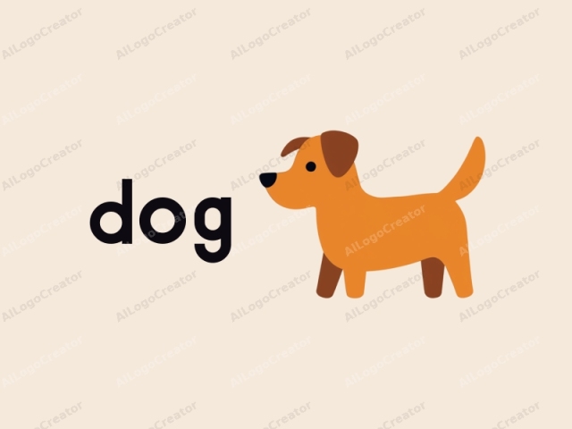 The image is a minimalist digital illustration of a simple, stylized brown dog standing in profile to the right. The dog features smooth, rounded lines, giving it a cartoonish appearance. The fur is depicted in a uniform, solid orange-brown