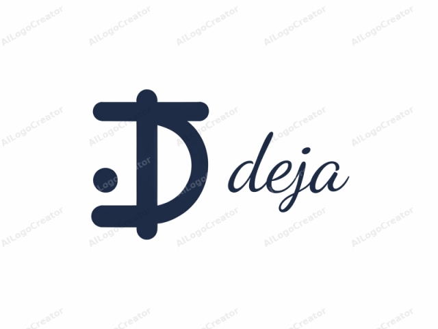 Dies ist ein digitales Logo-Design, das aus einem stilisierten Buchstaben "D" besteht, der in einem sauberen, modernen Schriftstil dargestellt wird. Der Buchstabe "D" ist in einem kräftigen, dunkelblauen Farbton gezeichnet und verfügt über ein markantes Designelement, bei dem die vertikalen und horizontalen Linien