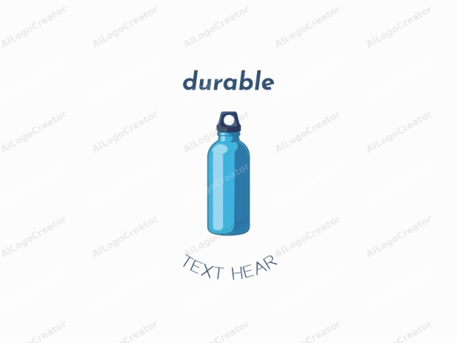 which is a stylized, minimalist design depicting a water bottle. The water bottle is cylindrical and predominantly light blue, reflecting a sleek and modern design. Its top features a black, flip-top cap with a small, white circular loop for easy gras