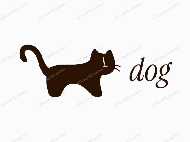 The logo image features a simple, minimalist drawing of a cat in profile view. The cat is rendered in a solid, dark brown color with smooth, clean lines. It is facing to the left, showing only its side profile. Its head and