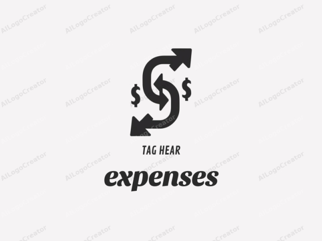 This image is a minimalist, black-and-white vector graphic, depicting a simple and abstract concept of financial flow or circulation. The central element is an interlocking, continuous loop of a dollar sign ($), with two arrows pointing clockwise and two arrows pointing