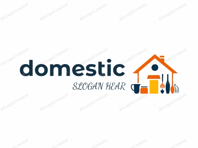 The logo is a minimalist, geometric illustration of a house. The house is rendered in a solid orange color, with a simple silhouette devoid of any windows or other detailed features. It has a triangular, sloping roof and a straight, rectangular faç