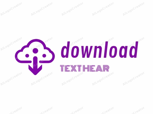 This is a simple, stylized logo featuring a cloud with three round symbols within it. The logo is rendered in a bold, solid purple, with smooth lines that are uniformly thick. The cloud shape is centrally positioned and is outlined in a continuous