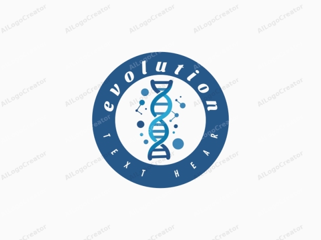 featuring a double helix DNA structure. The image showcases a stylized representation of a double-stranded DNA molecule in shades of blue and white, rendered in a minimalist, modern vector graphic style. The double helix is positioned vertically, centered,