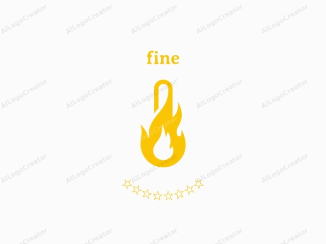 The image is a stylized logo, depicted in bright, solid yellow. The logo features a flame, designed in a simplified, abstract form with smooth, curving lines and sharp points, typical of modern graphic design. The flame is positioned centrally