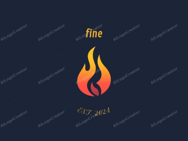 The image is a digital graphic representation of a flame, set against a dark blue background. The flame is depicted in a stylized, abstract manner, with smooth, flowing lines and gradients. The colors within the flame transition smoothly from bright orange at