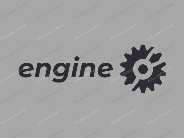 focusing on the elements and their visual impact. This image is a minimalist digital graphic featuring a single, centrally placed gear icon against a light grey background. The gear, depicted in a dark, solid color (typically black or navy blue), stands out