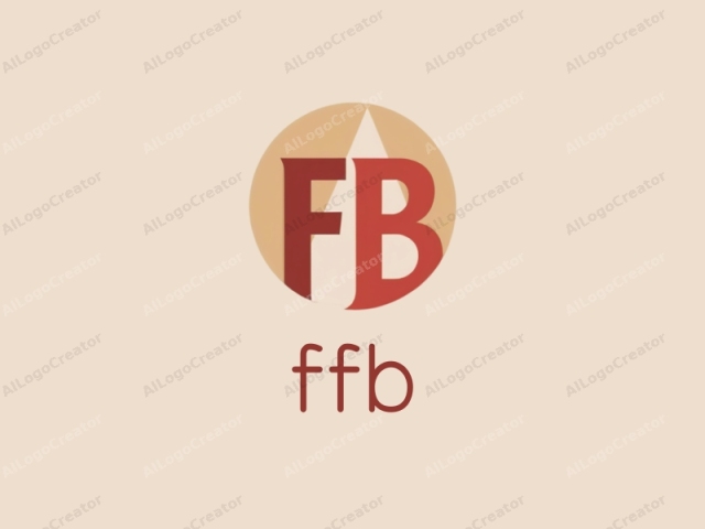 featuring a minimalist and geometric design. This logo consists of a circular shape with two distinct colors—red and beige—set against a neutral beige background. The circular emblem includes the letters "FB" in a bold, modern typeface. The "