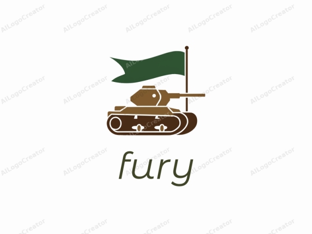 The logo features a stylized depiction of a military tank set against a white background. The tank, rendered in solid colors with minimal detail, is portrayed in shades of brown and black. The brown tank is positioned centrally, with a clear separation of