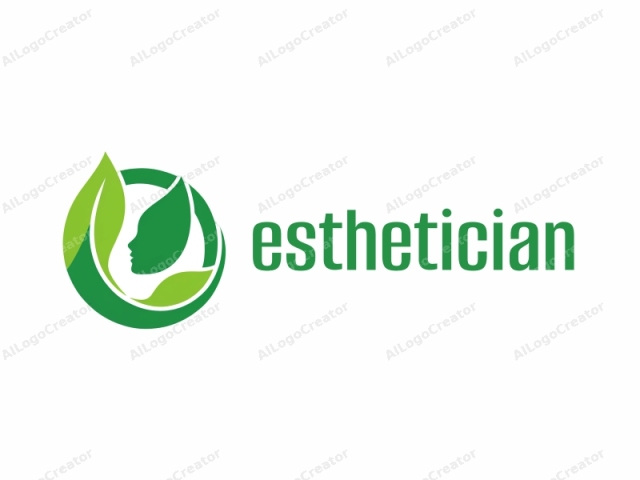 Das Logo ist ein schlankes, minimalistisches Grafikdesign mit einem Naturthema. Es zeigt eine stilisierte, abstrakte Darstellung eines menschlichen Gesichts im Profil, mit glatten Linien und einem friedlichen Ausdruck. Das Gesicht ist in einem hellgrünen Farbton dargestellt, was eine