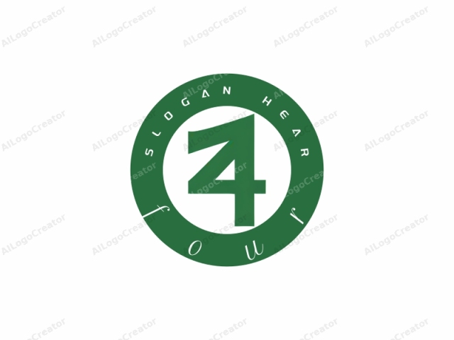 The logo image features a single, large digit "4" prominently displayed in the center of the image. The "4" is rendered in a bold, green color against a stark white background. The design of the "4" is clean and