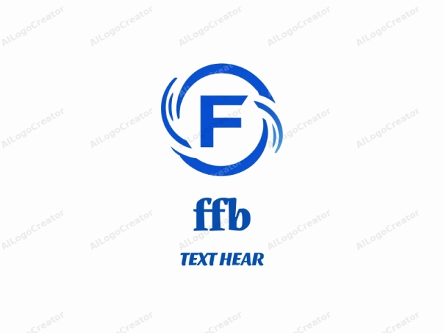 This is a minimalist digital logo design featuring a stylized letter "F" within a circular emblem. The letter "F" is prominently centered, occupying the entire width of the circle and displayed in a bold, sans-serif font with a thick,