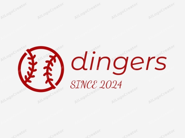 Das Bild ist ein einfaches, minimalistisches Logo eines Baseballs. Es zeigt einen kräftigen, soliden roten Kreis, der die Form des Baseballs darstellt. Innerhalb dieses Kreises sind zwei geschwungene, rote Linien gezeichnet, die den Nähten auf einem Baseball ähneln. Diese geschwungenen Linien