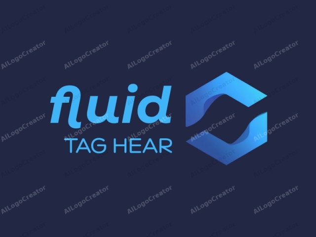 This image is a digital logo featuring a stylized, abstract shape. The primary element is a three-dimensional, hexagonal form with a smooth, curved edge. It appears to be made of a gradient blue material that transitions from a darker blue at