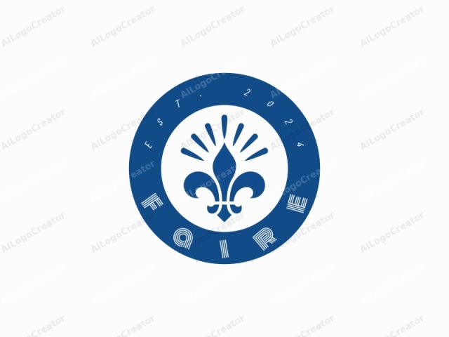 ภาพนี้เป็นโลโก้สีน้ำเงินที่มีการออกแบบสไตล์ Fleur-de-lis ซึ่งเป็นสัญลักษณ์ดั้งเดิมของฝรั่งเศส โลโก้นี้ตั้งอยู่บนพื้นหลังสีขาวเรียบ ทำให้เกิดความคมชัดและทำให้องค์ประกอบสีน้ำเงินเด่นชัด การออกแบบมีความเรียบง่ายและสะอาดตา