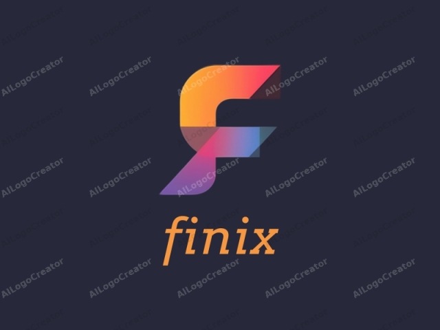 This is a digital graphic image of a stylized logo with a modern, abstract design. The logo features a prominent, large capital letter "F" in a dynamic, three-dimensional style. The "F" is constructed from a series of overlapping