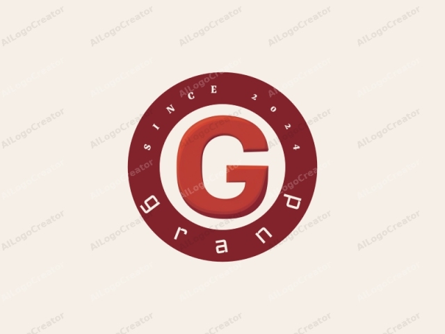 The image is a simple, minimalist logo featuring a bold, capital letter "G". The "G" is centrally positioned on a plain, cream-colored background, making it the sole focal point. The letter has a striking, solid red color that