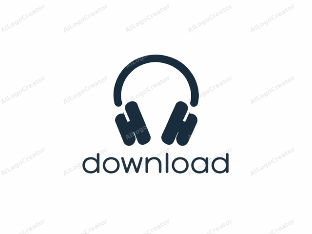 The image is a minimalist, vector-based logo design, depicting a pair of headphones. The design uses a solid dark blue color for the headphones, which are rendered with smooth, clean lines without any shading or intricate details. The headphones are stylized