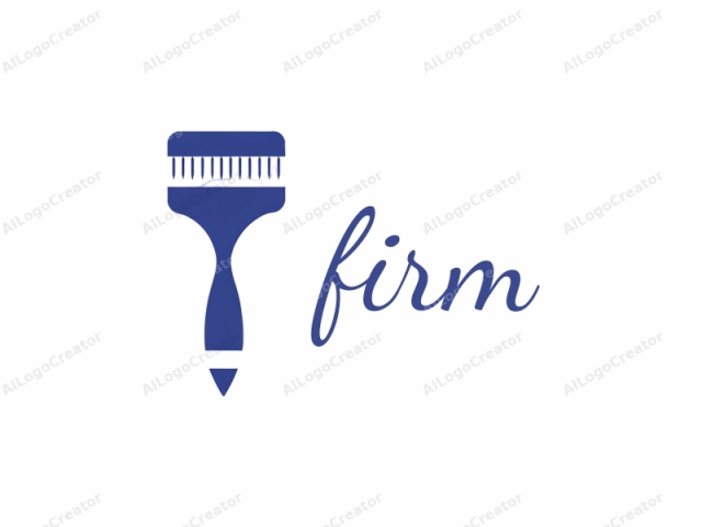 The image is a minimalist, stylized logo featuring a blue paintbrush against a plain white background. The paintbrush is depicted with a smooth, clean design, devoid of intricate details or textures, giving it a modern and uncluttered appearance