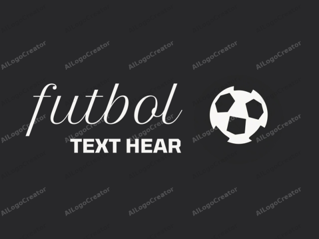 Der Fokus liegt auf den texturierten Details und visuellen Elementen des Stücks. Dies ist eine minimalistisch digitale Illustration eines Fußballs vor einem einfachen, schwarzen Hintergrund. Der Fußball ist in Weiß dargestellt, in einem einfachen und sauberen Stil mit scharfen,