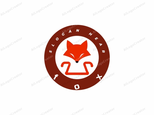 describing the visual elements and textures present. This is a minimalist, digital logo design featuring the stylized image of a fox. The fox is depicted in a bold, solid red color with distinct features including a triangular head, pointed ears, and a