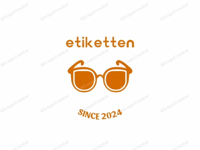 The logo is a simple, minimalist icon consisting of two stylized, orange-colored, circular eyeglasses set against a stark white background. The eyeglasses are depicted with clear frames and rounded lenses, with the left lens slightly larger than the