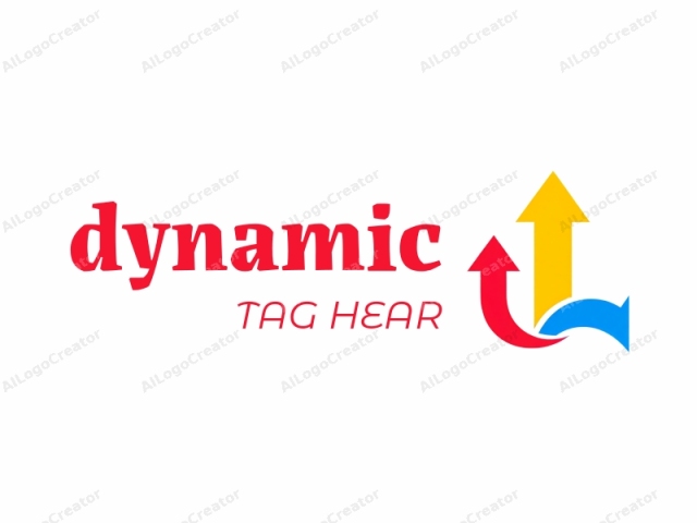 The image is a clean, vector graphic representation of three arrows in the colors of red, yellow, and blue. These arrows form a triangular composition against a plain white background, with each arrow pointing upward. The red arrow, positioned on the left