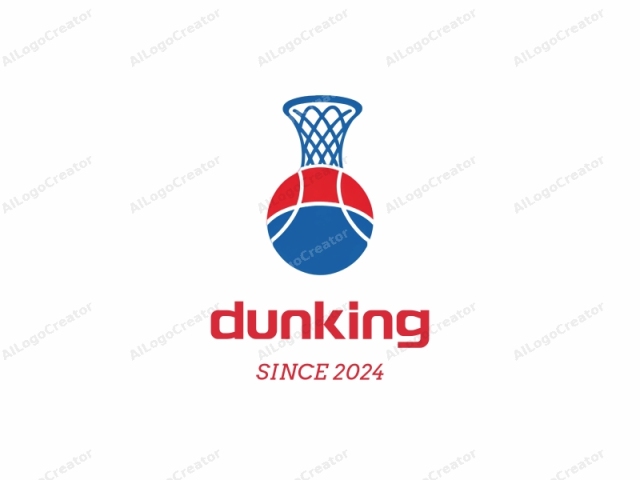 a basketball, depicted in a minimalist, stylized form. The basketball is centered against a plain white background, providing a stark contrast that makes the vibrant colors of the ball stand out. The ball is spherical and consists of three distinct sections. The