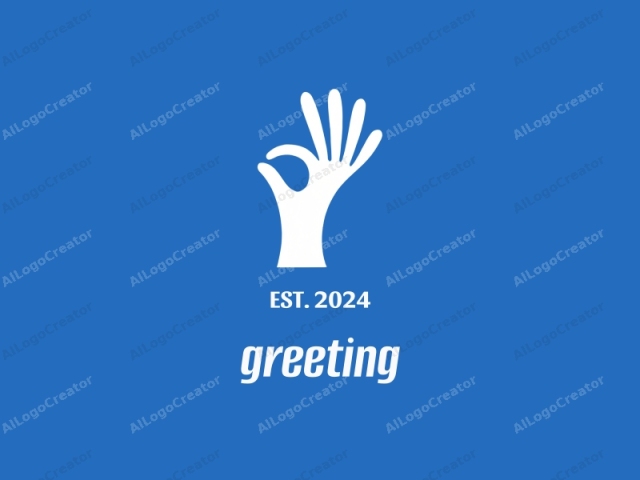 The logo image is a minimalist, digital graphic featuring a white, hand-shaped figure centered against a solid blue background. The hand is positioned with the palm facing forward and fingers splayed outward in an iconic gesture of "thumbs up," indicating approval or