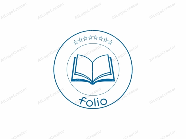 This is a minimalist, digital logo design of an open book. The book is depicted in a clean, modern style with no additional text, background details, or intricate design elements. The book's pages are illustrated in a solid, light blue color