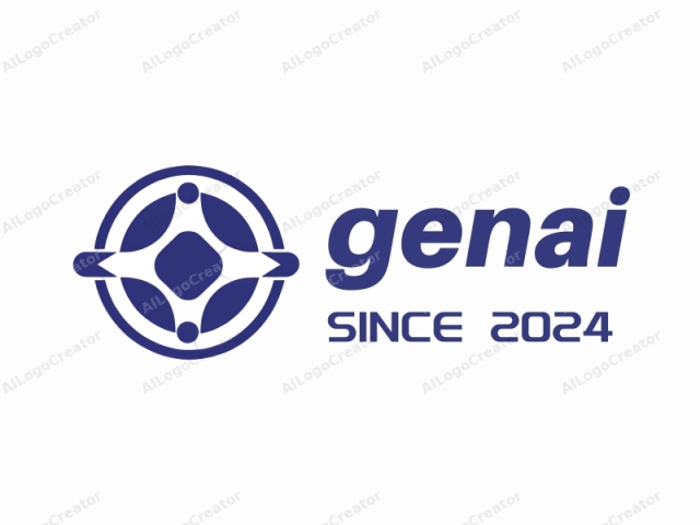 This is a minimalist, abstract logo design featuring a symmetrical blue and white circular pattern on a plain white background. The logo consists of a large central diamond shape in blue, positioned in the center of the circle, and four smaller blue diamond shapes